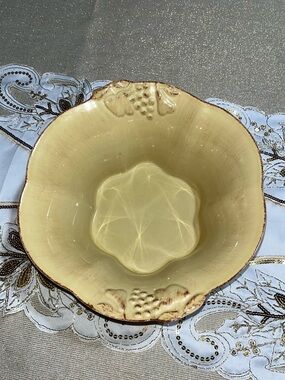 Casa Stone Madeira Harvest Casafina Embossed Pottery Salad Serving Bowl VTG
